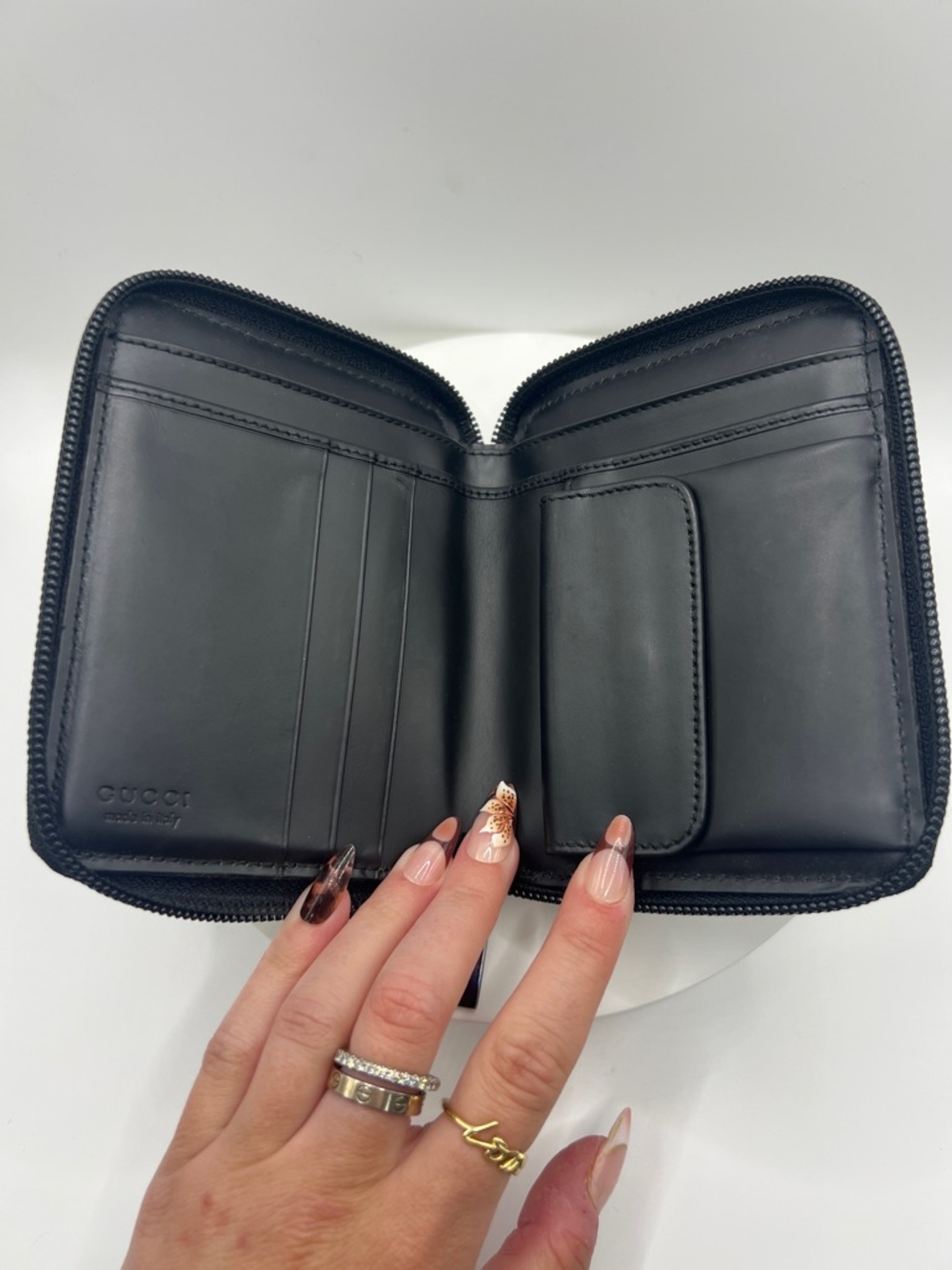7049. Authentic Gucci Black GG Canvas Zip Around Bifold Wallet. - Picture 8 of 16